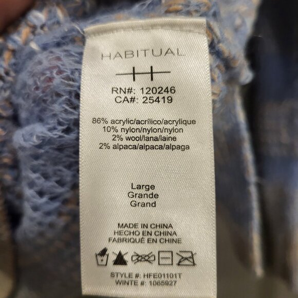 Habitual Wool Alpaca Blend Sweater‎ Womens Size Large Striped Soft Cozy Warm - Picture 4 of 8